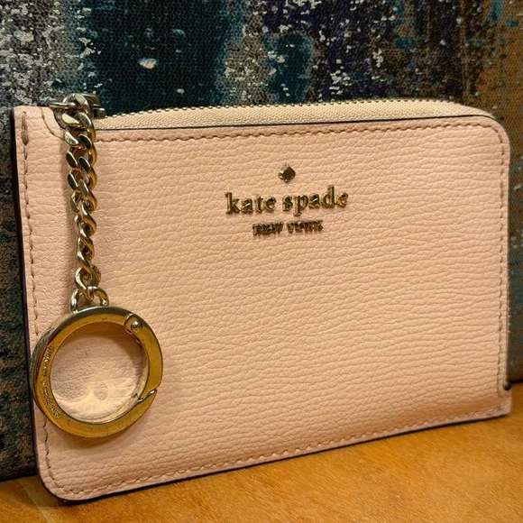 Kate Spade Minimalist Darcy Medium L-Zip Leather Card Holder Wallet-Light Fawn - Picture 6 of 10